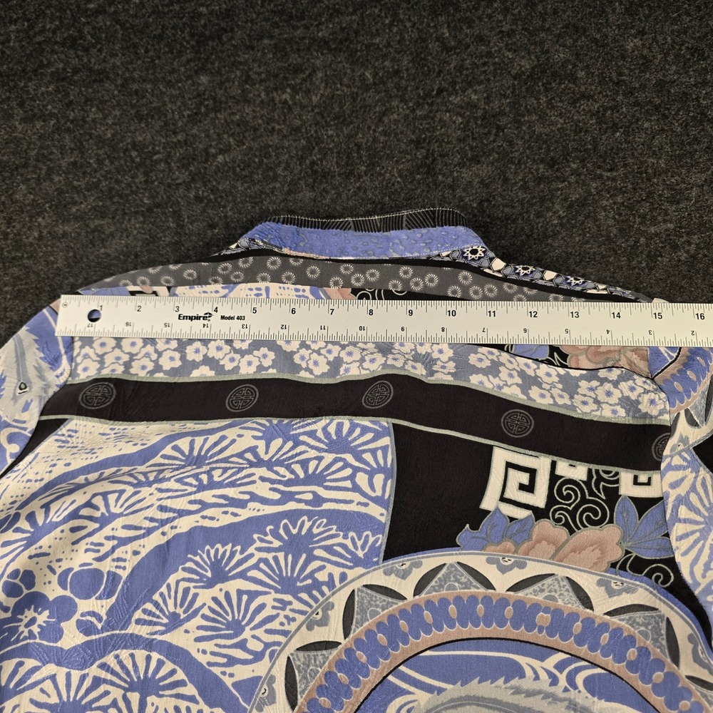 Citron Santa Monica Womens M Asian Inspired Print Button Up Blouse Shirt - Picture 8 of 15